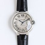 TW Factory Ballon Bleu De Cartier 40mm 2824 Movement White Face Black Leather Strap Watch